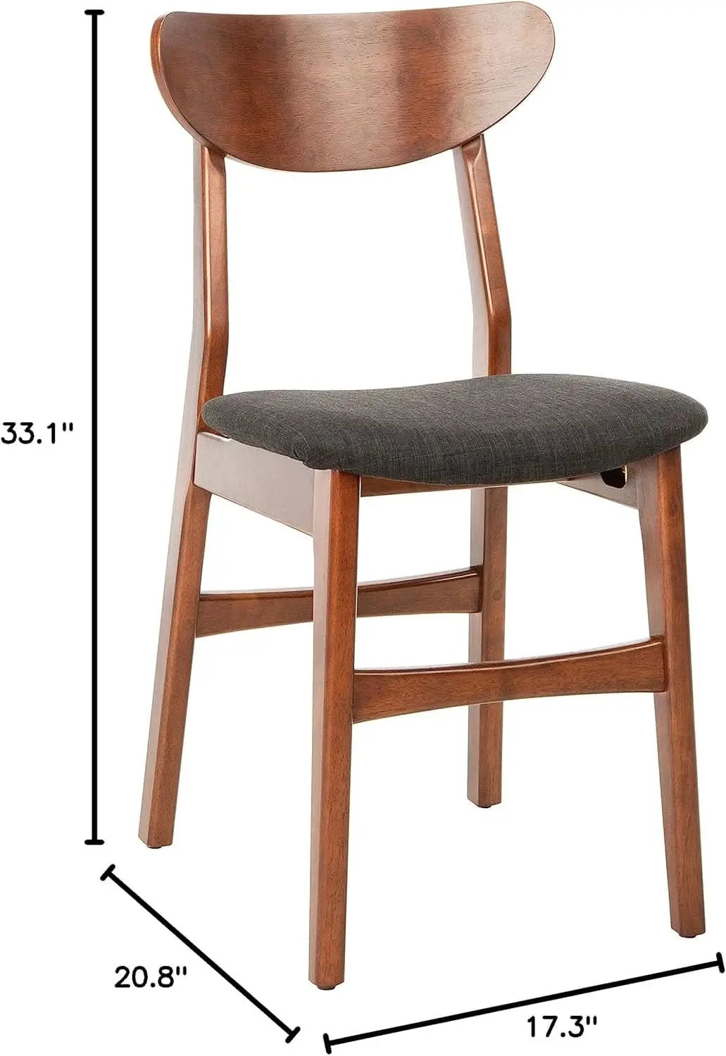 Walnut Finish Dining Chairs With Black Cushions Set Of 2 from PriceLows™