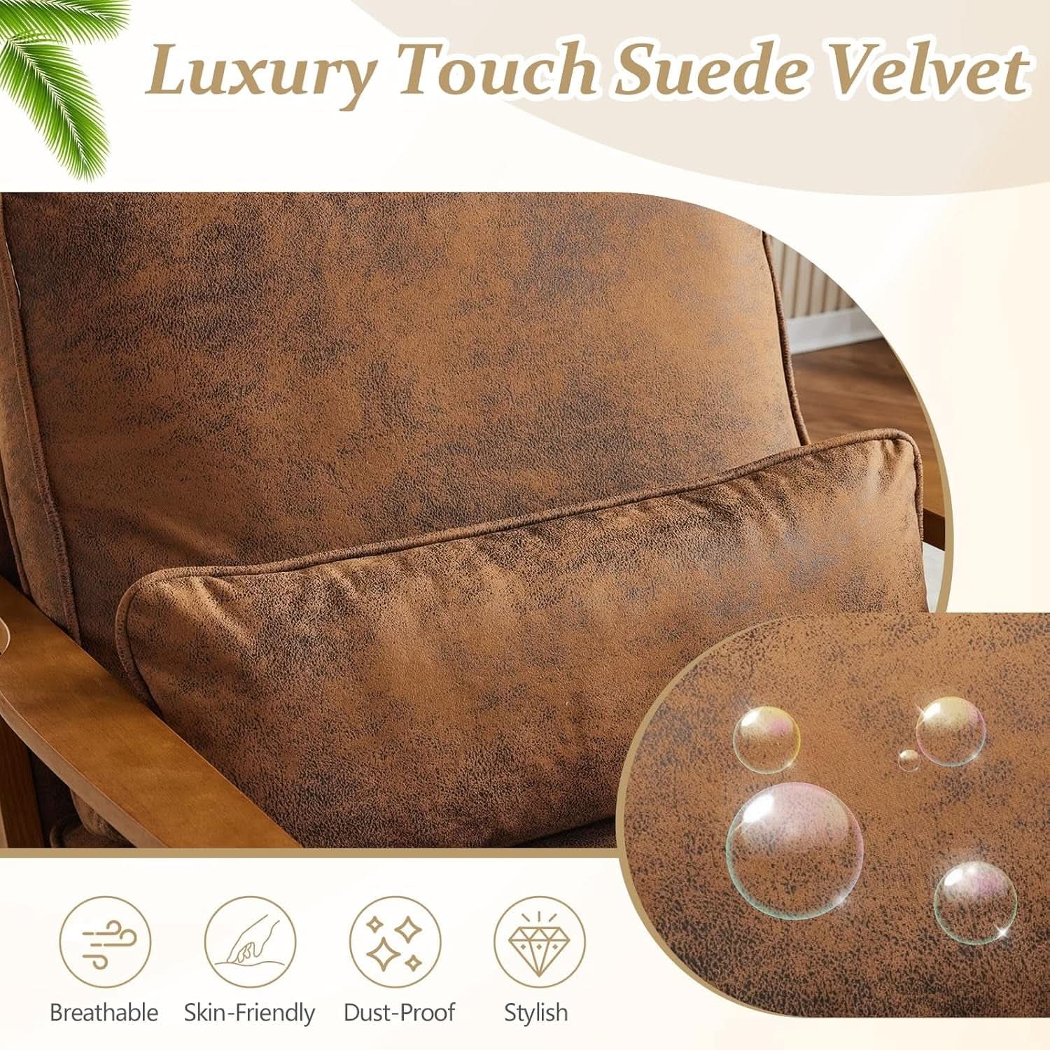 Mid-Century Modern Suede Upholstered Accent Chair Set of 2 from PriceLows™