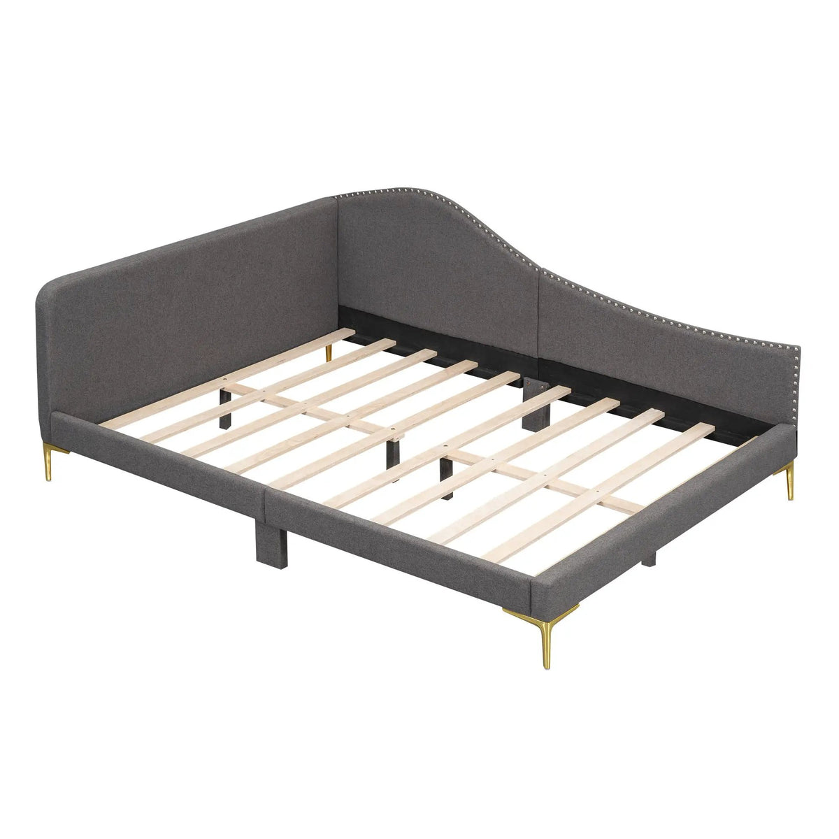 Upholstered Daybed | Headboard And Armrest | Support Legs | 80.5 Inch Length