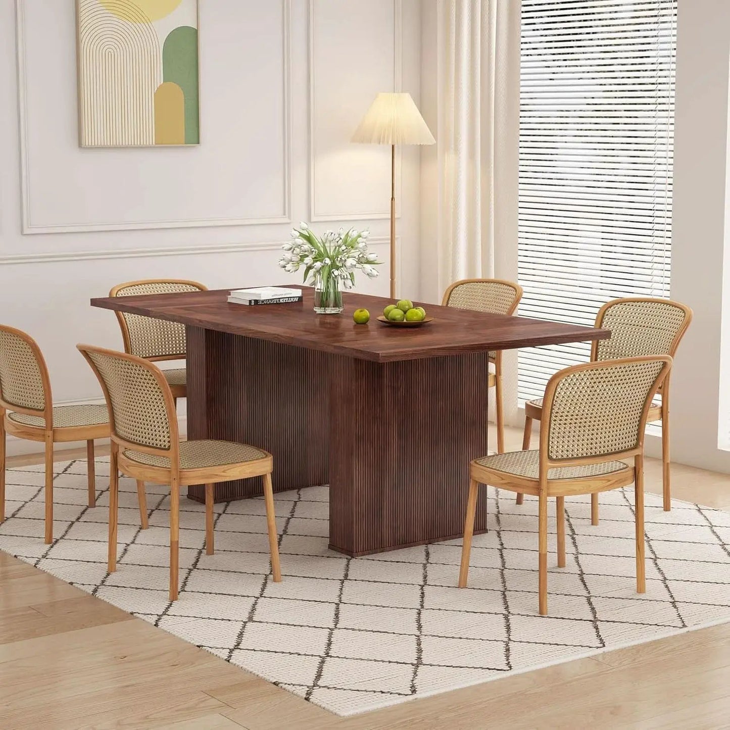 78 Inch Walnut Dining Table Modern Farmhouse Rectangular from PriceLows™