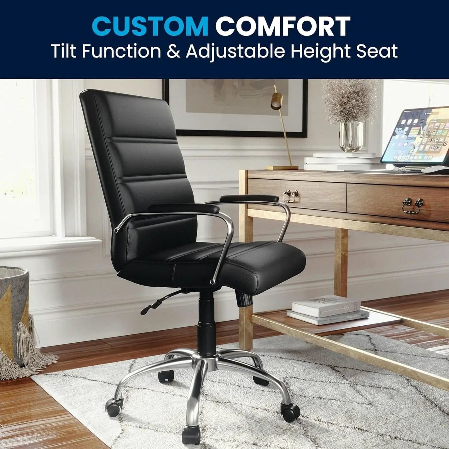 Desk Chair Black Adjustable Office Chair Home Study from PriceLows™
