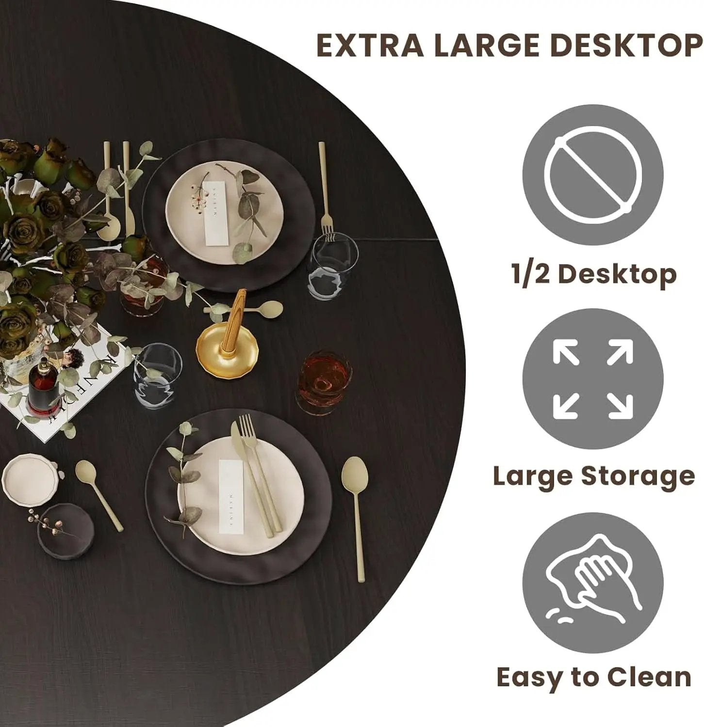 Round Dining Table Featuring Concealed Storage Black from PriceLows™