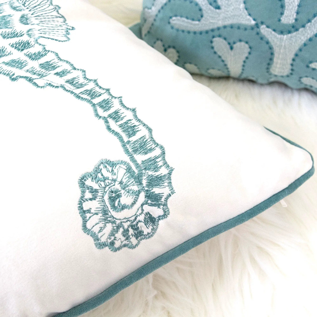 Seahorses Pillow Cover | 20x20 Inch | Matching Back | Hidden Zipper