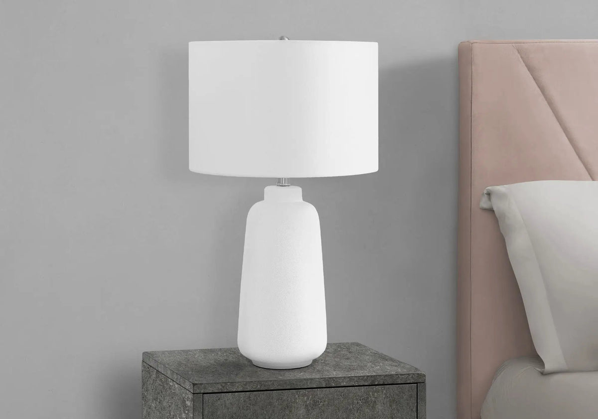 Cream Ceramic Table Lamp | Tapered Base | 26 Inch Height | 3-Way Rotary Switch