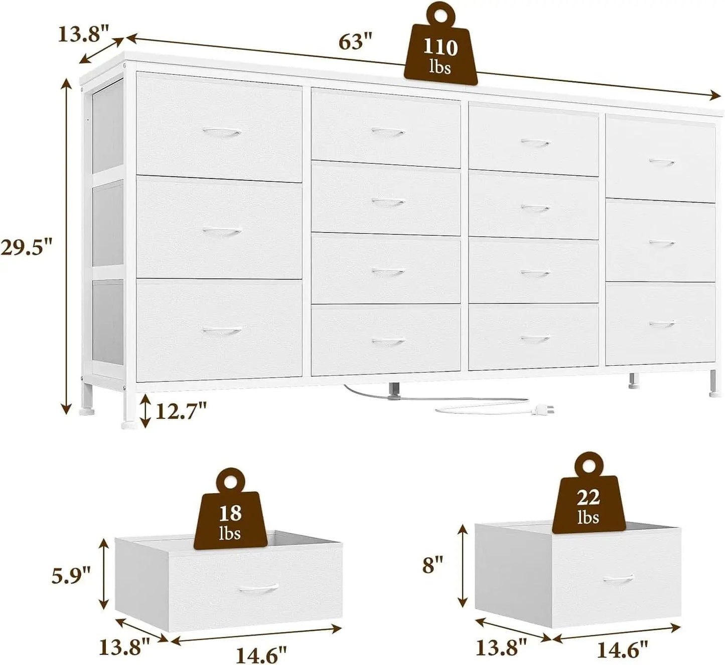 Ultramodern White 63 Inch TV Stand With Integrated Storage from PriceLows™