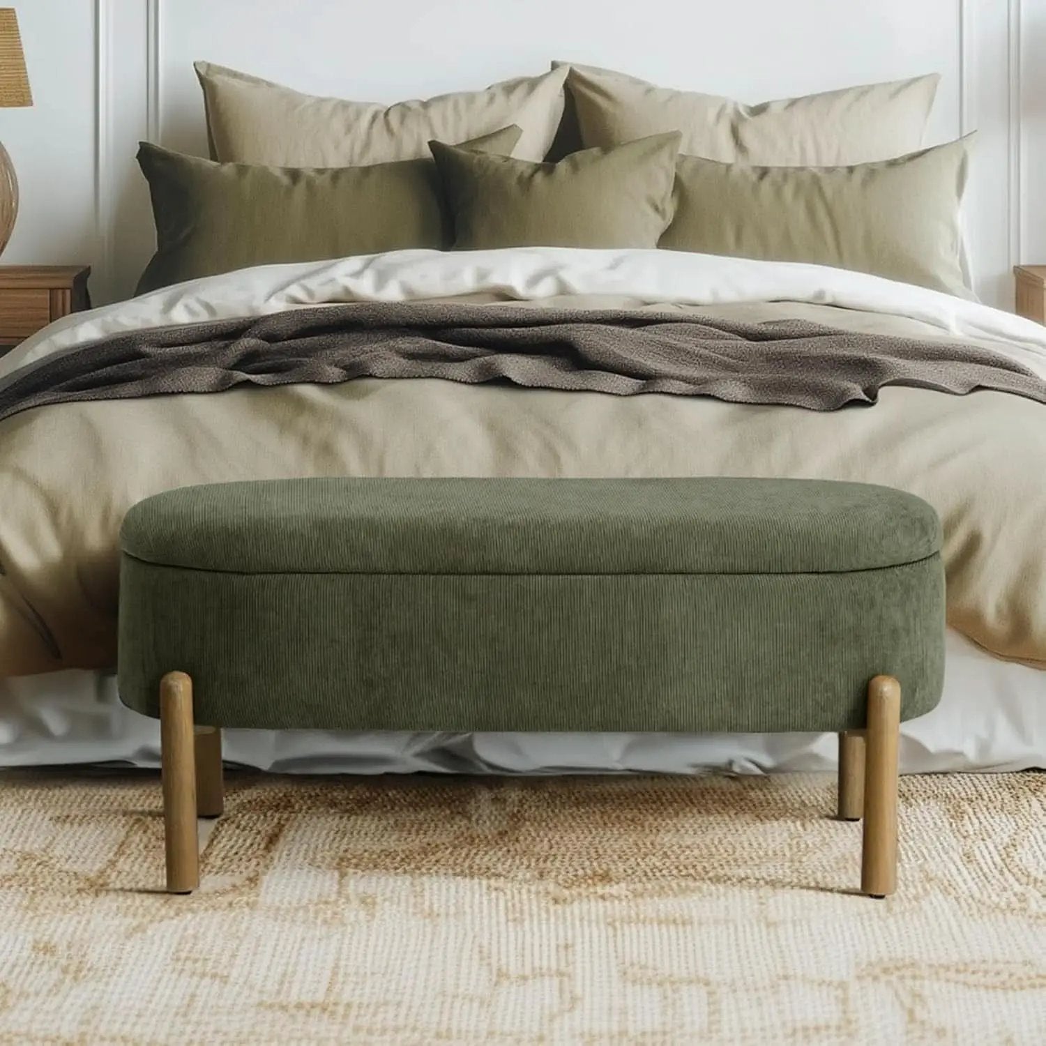 Green Oversized Storage Solution Bench Ottoman Bedroom from PriceLows™