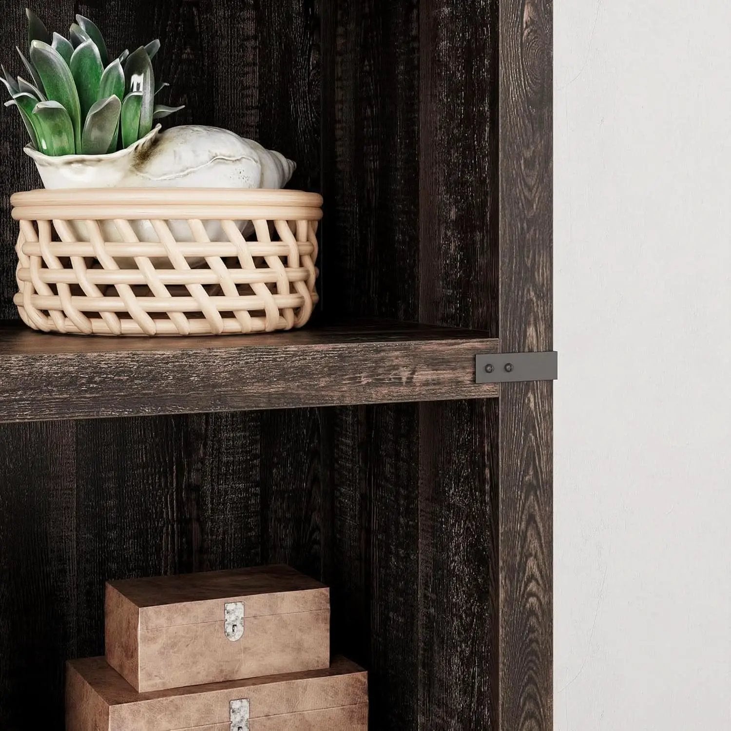 Farmhouse Cherry Bookcase 71 Inch Tall Sturdy Open Shelving from PriceLows™