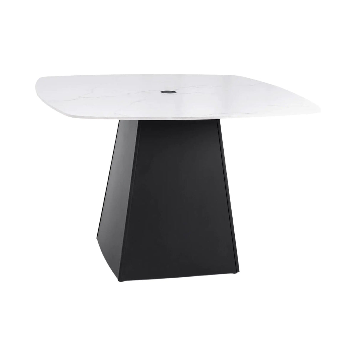 Rounded Square Outdoor Pedestal Dining Table | 2 Pieces | Aluminum & Stone | Dining Room