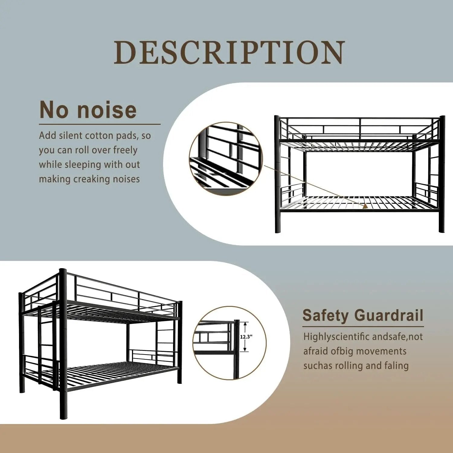 Metal Bunk Bed Twin Over Twin Heavy Duty With Ladders Black from PriceLows™