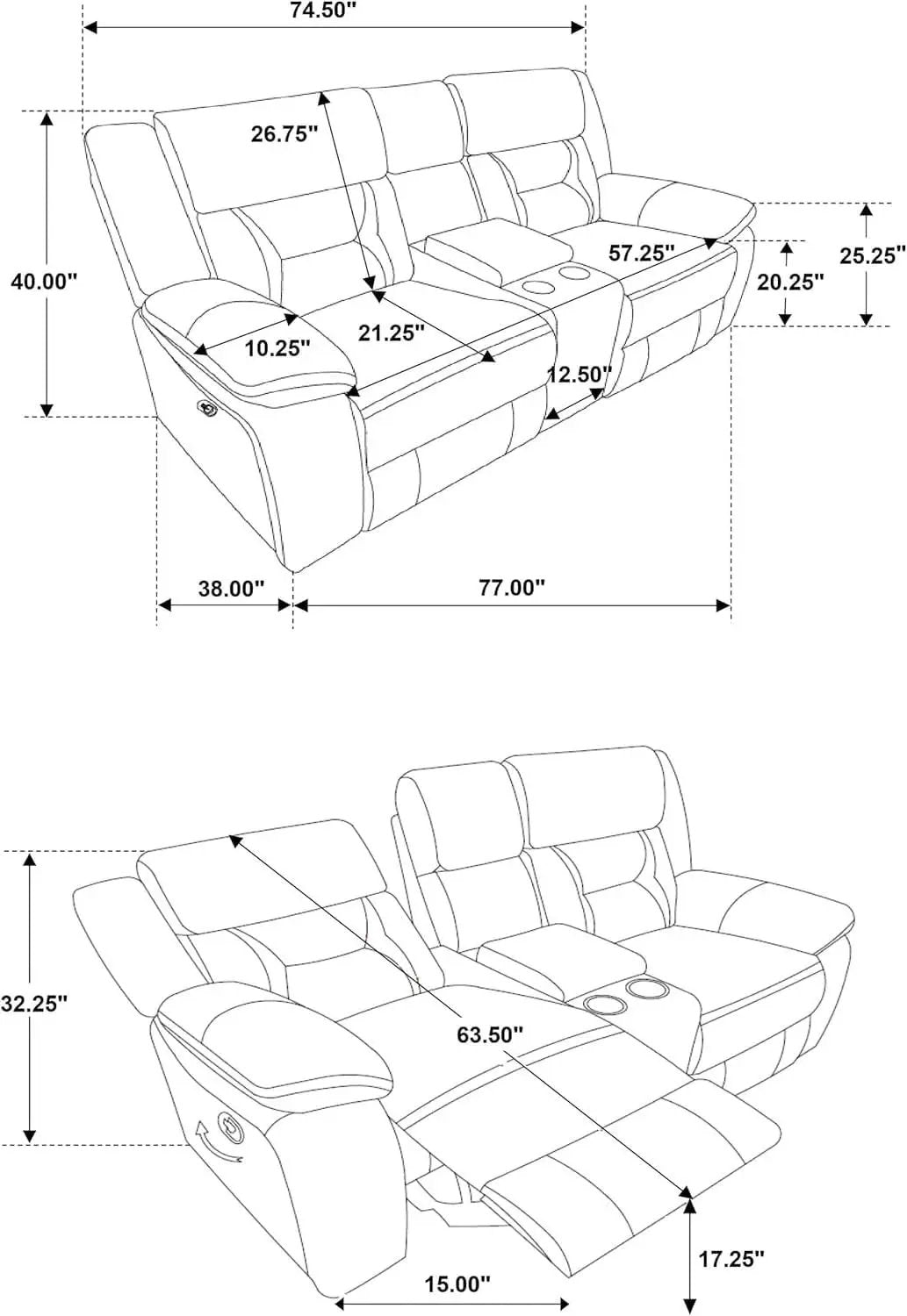Taupe Recliner Loveseat With Center Console Manual Recline from PriceLows™