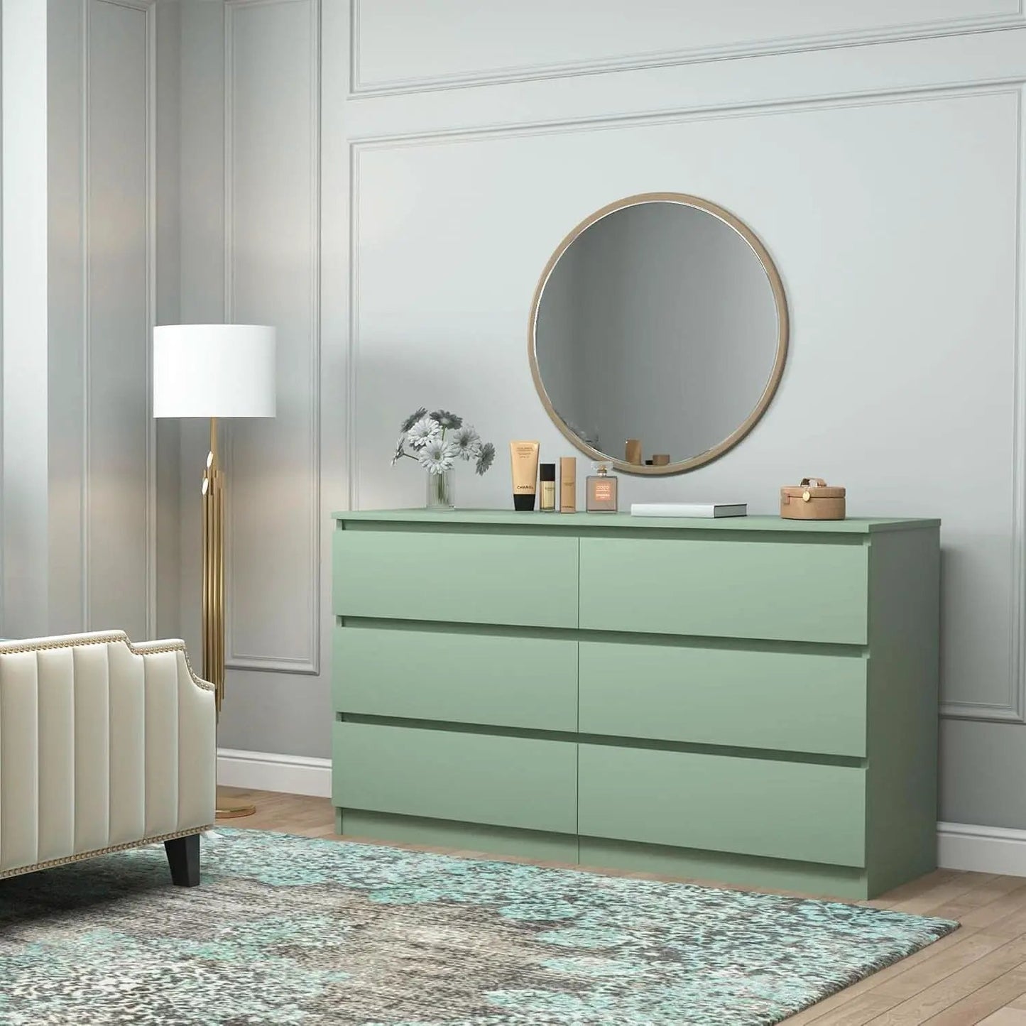 Wooden Six Drawer Dresser For Bedroom Storage Space Saver from PriceLows™
