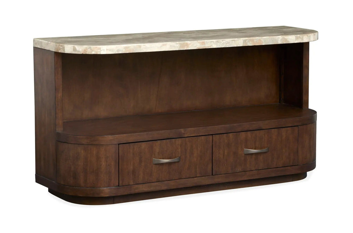 McPherson Demilune Sofa Table | 17 x 54 x 28 in | Veneer & Wood | Burnt Umber
