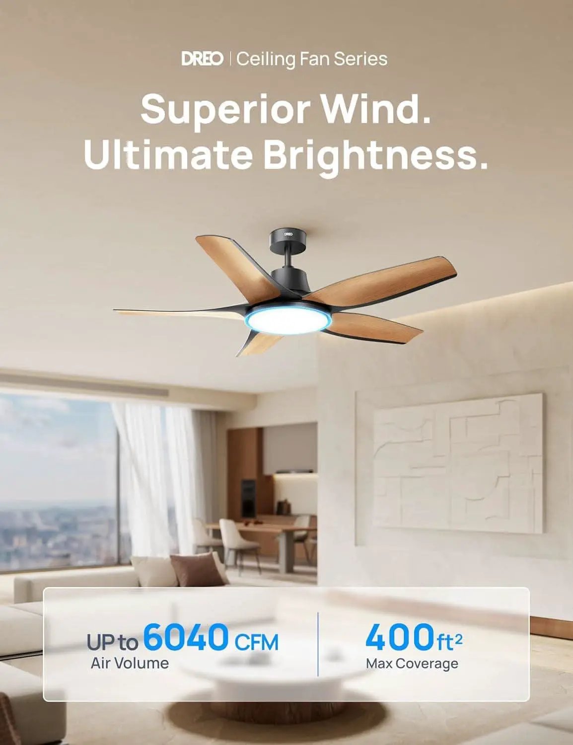52 Inch Low Profile Smart Ceiling Fan Alexa RGB Lighting from PriceLows™