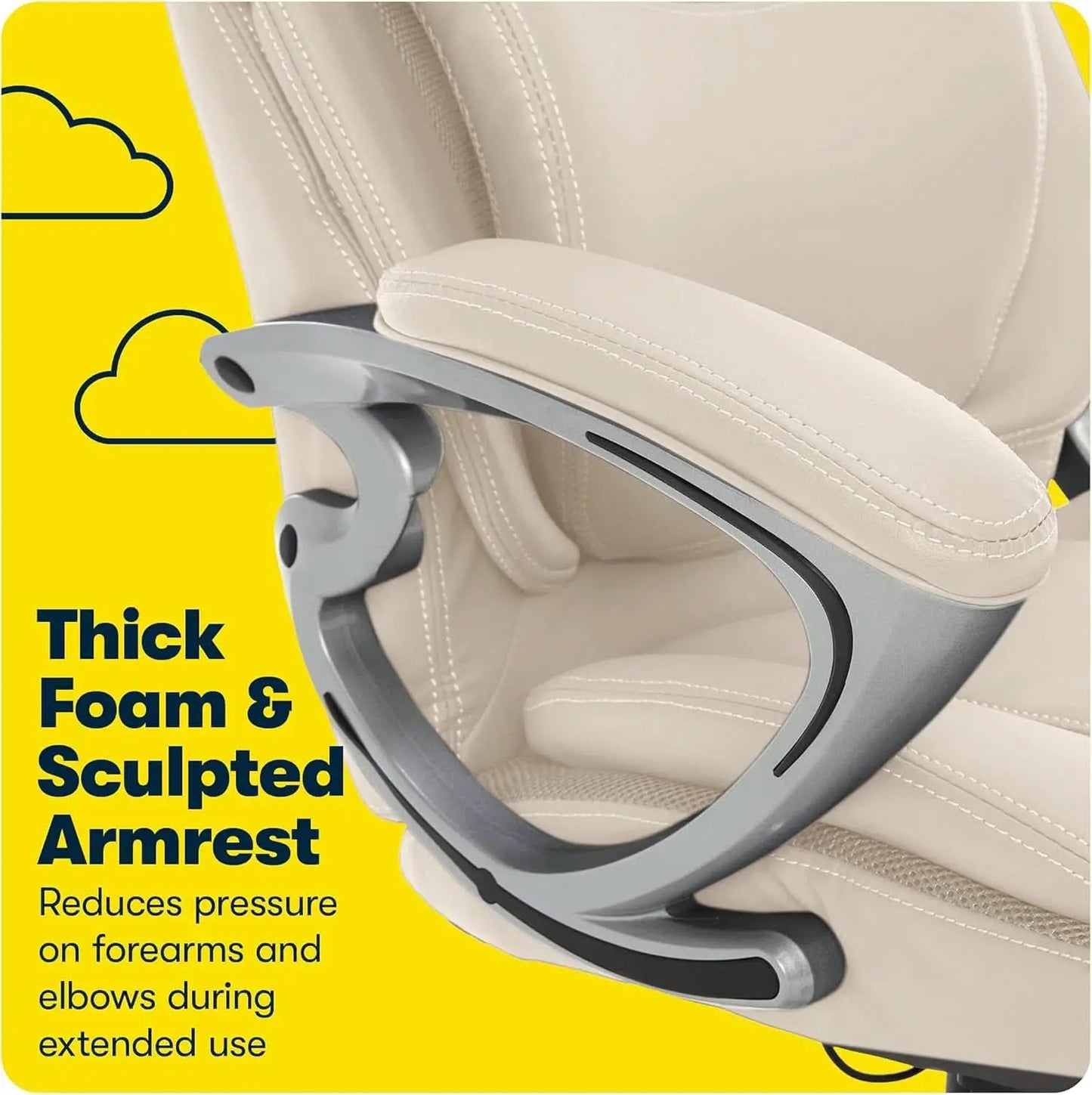 Executive Office Chair With AIR Lumbar Support Cream White from PriceLows™