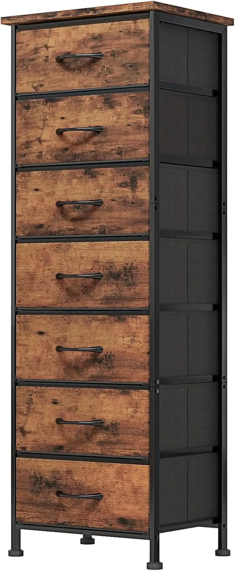 Tall Dresser With Seven Fabric Drawers In Woodgrain Finish from PriceLows™