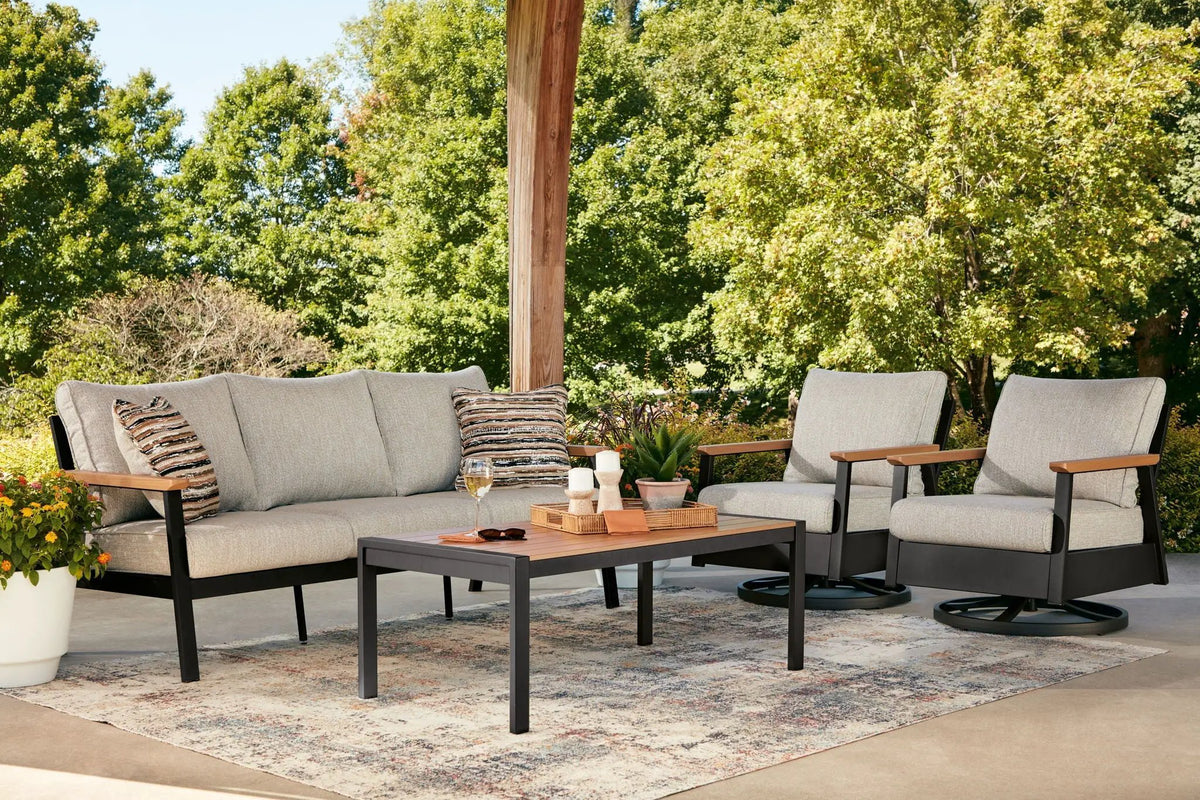 Carmel Highlands Outdoor Set | 4-Piece | Sofa Chairs And Table | Dark Brown