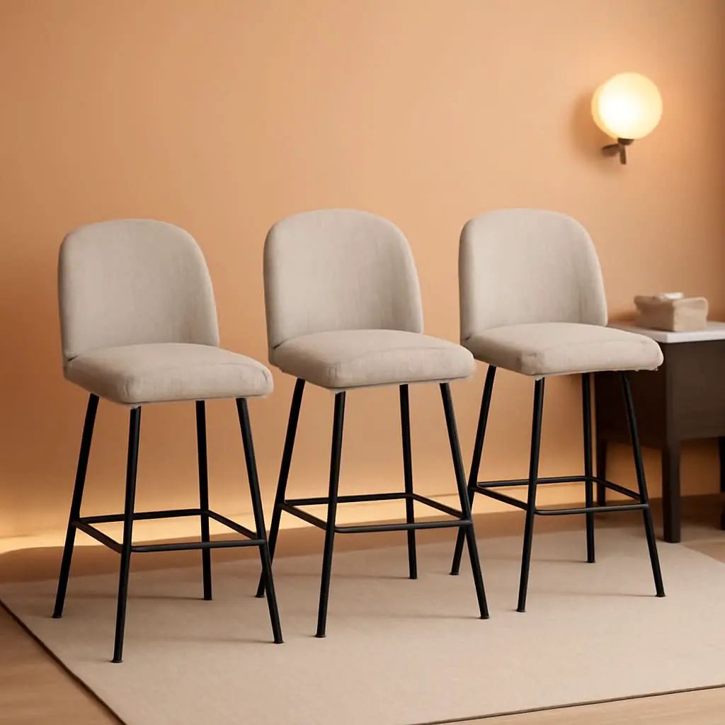 Counter Height Bar Stools 26 Inch 360 Swivel Grey Set of 3 from PriceLows™