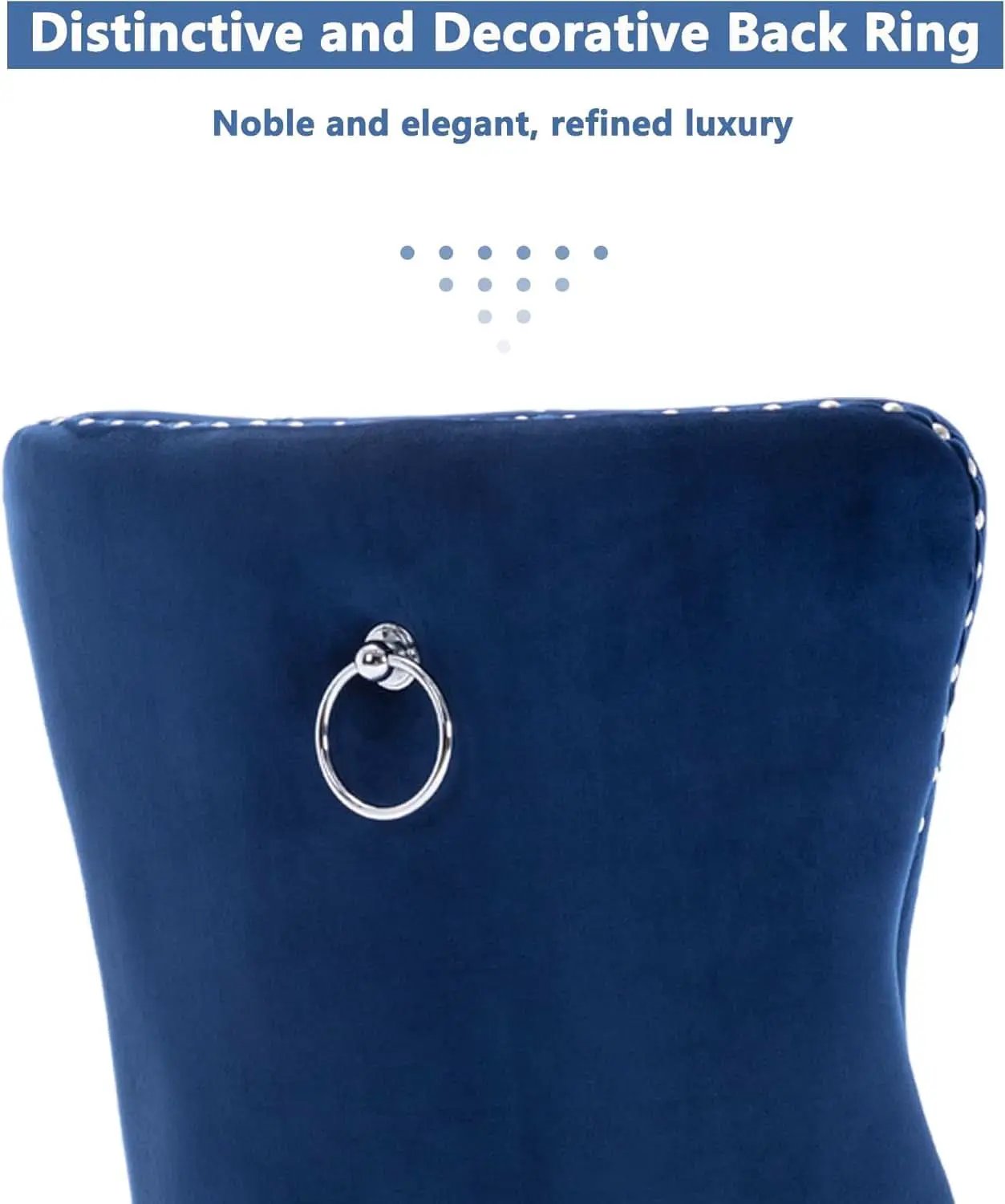 Tufted Velvet Dining Chairs Set of 4 Blue With Nailhead Back from PriceLows™