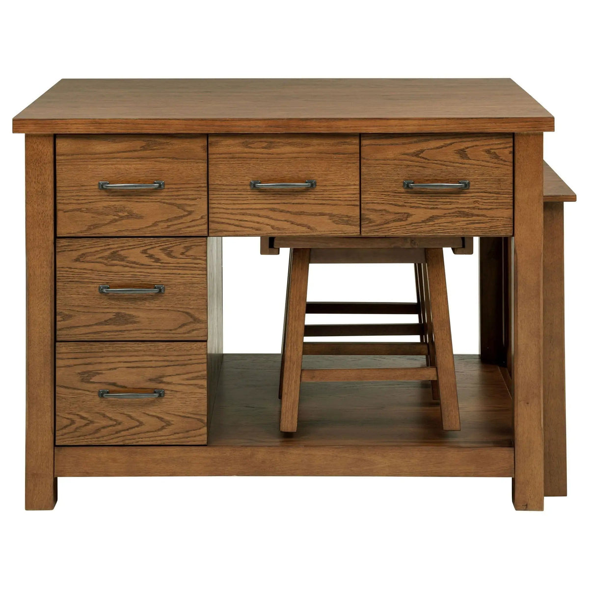 Mayfair 3-piece Kitchen Island with Extension Table Dark | 3-Piece Set | Dining Room Furniture | Oak
