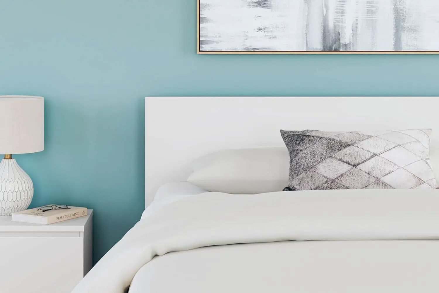 Contemporary Adjustable Height Queen Panel Headboard White from PriceLows™