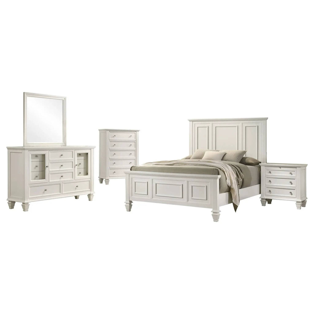 Sandy Beach 5-piece Queen Bedroom Set Cream | 5-Piece Set | Engineered Wood | White