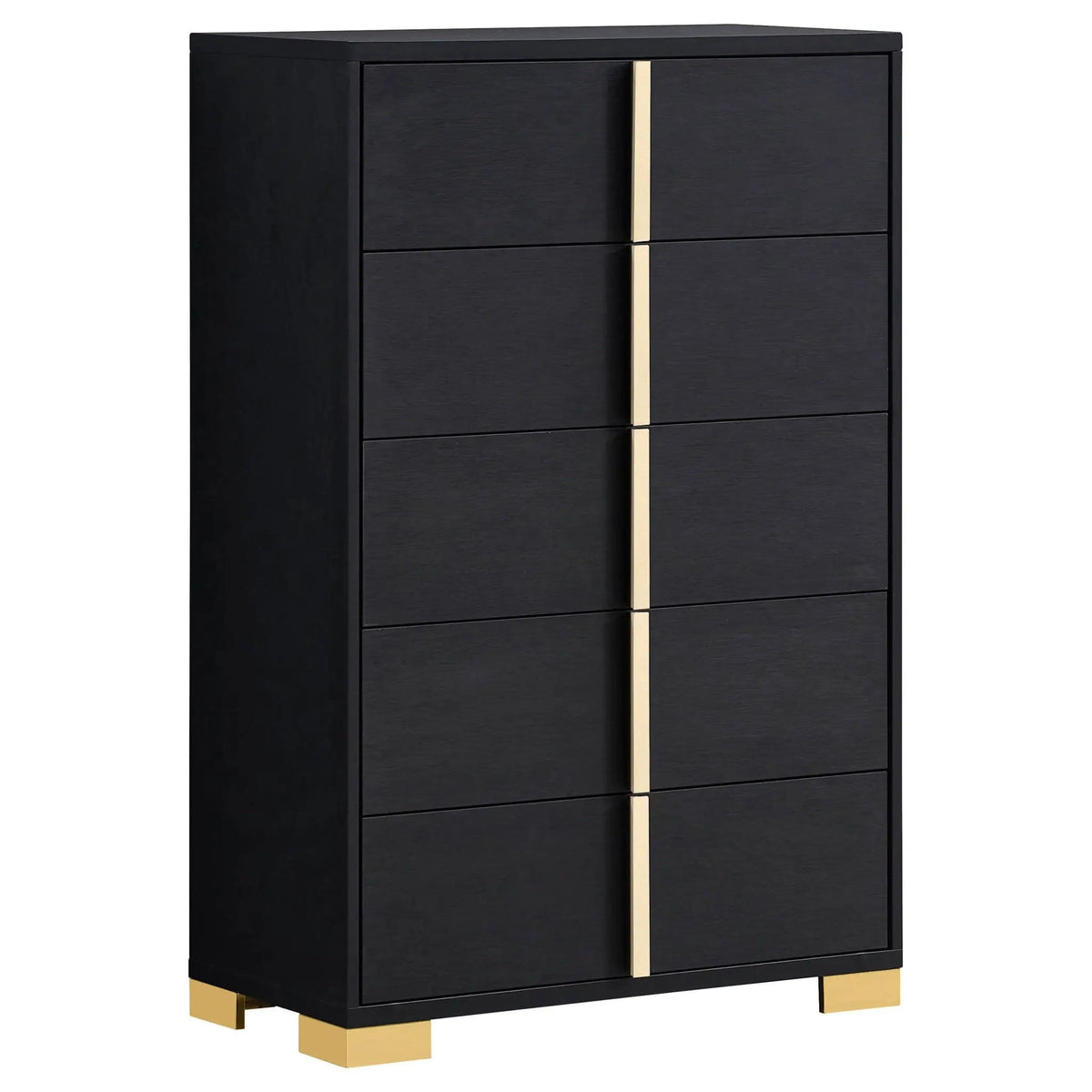 Marceline 5-drawer Bedroom Chest | 31.5 x 16.25 x 49.5 in | Engineered Wood & Metal | Black
