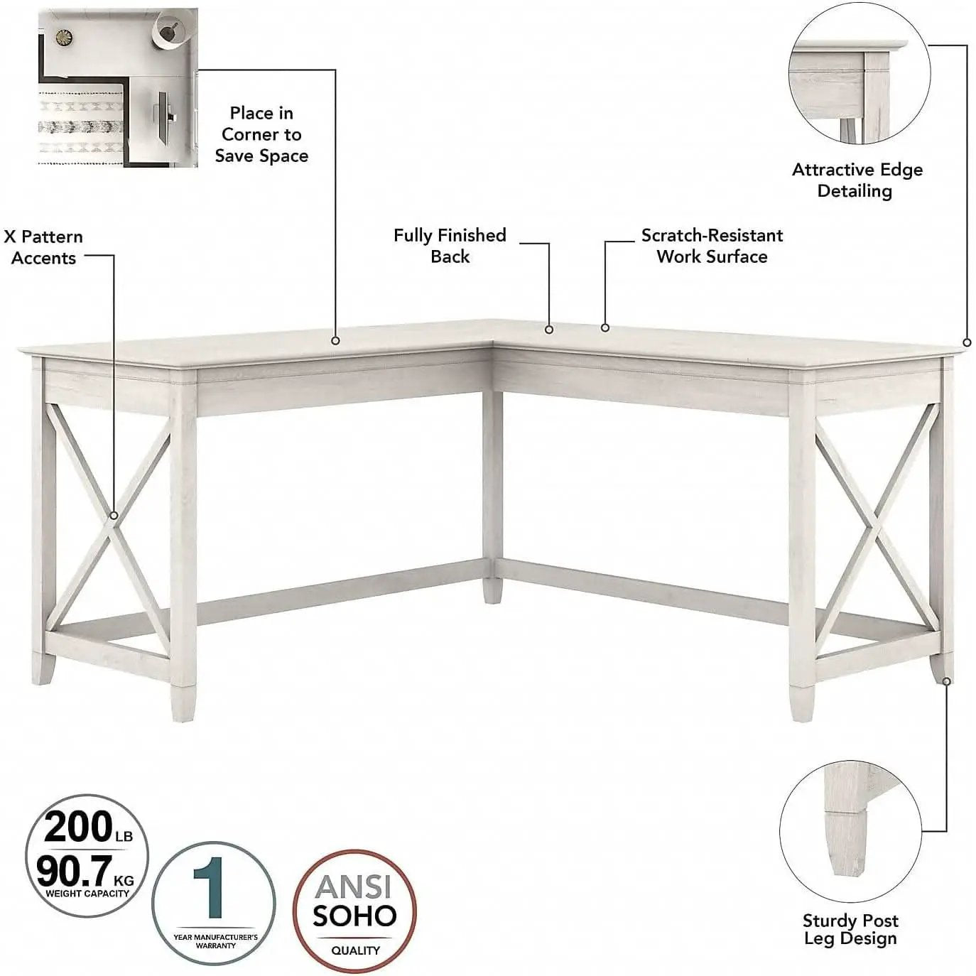 60W L Shaped Desk With Mobile File Cabinet For Home Office from PriceLows™