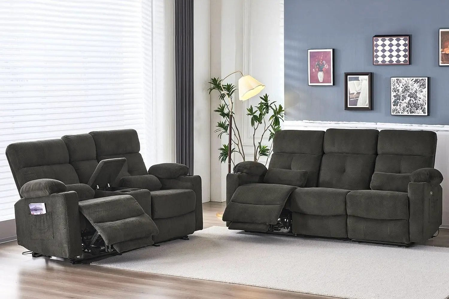 Power Reclining Sofa Set With Massage And USB Ports from PriceLows™