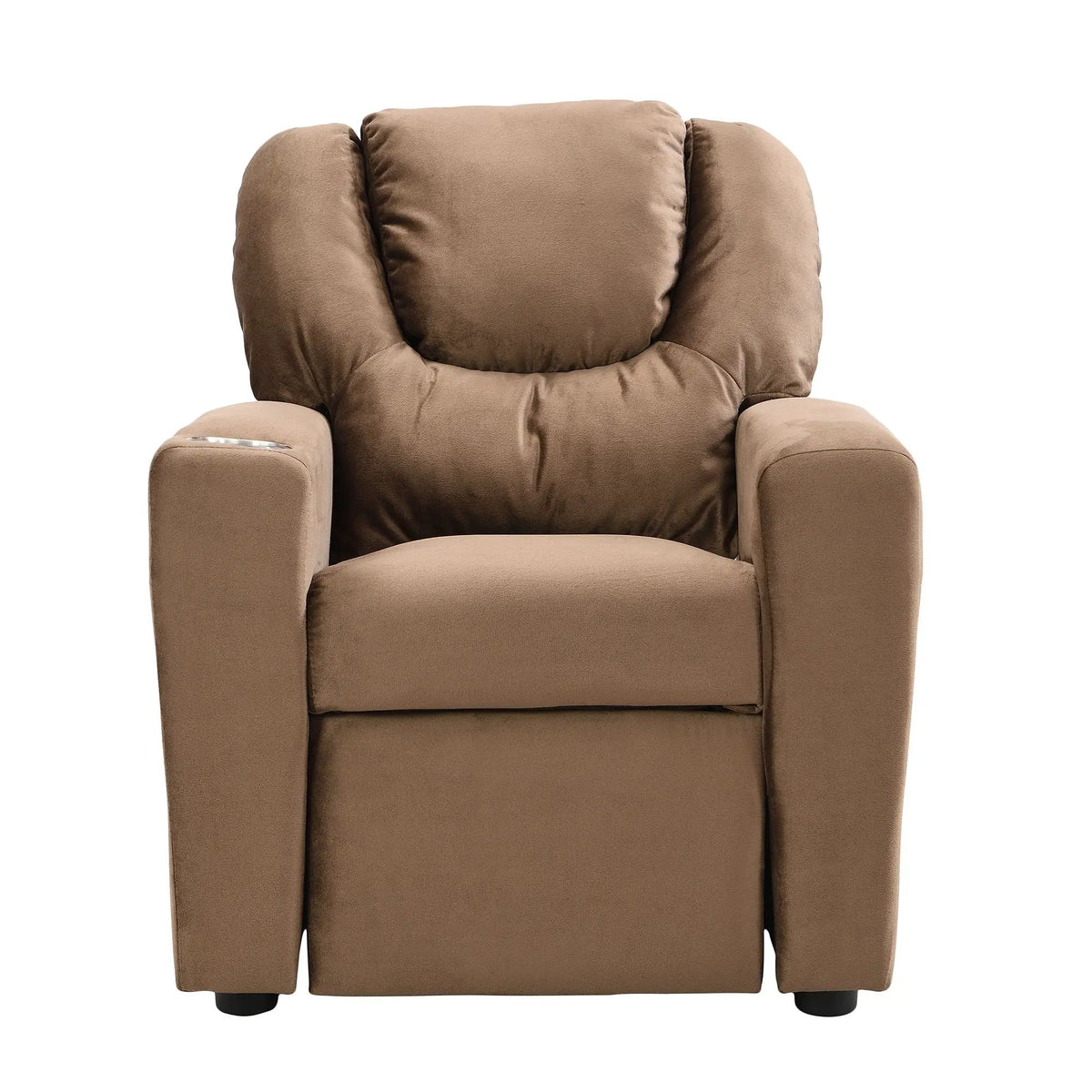 Kids Recliner Chair | Upholstered | Two Cup Holders | Black