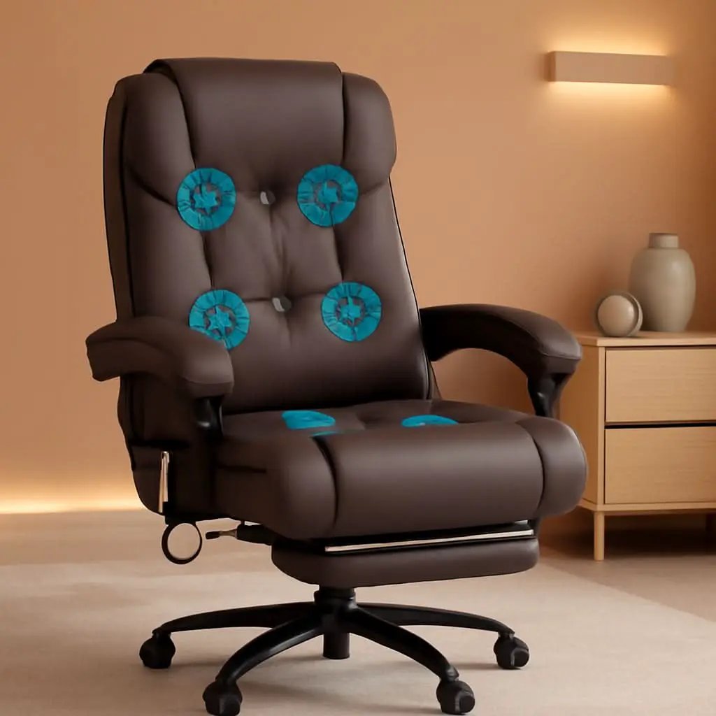 Brown High Back Massage Office Chair With 6 Vibration Points from PriceLows™