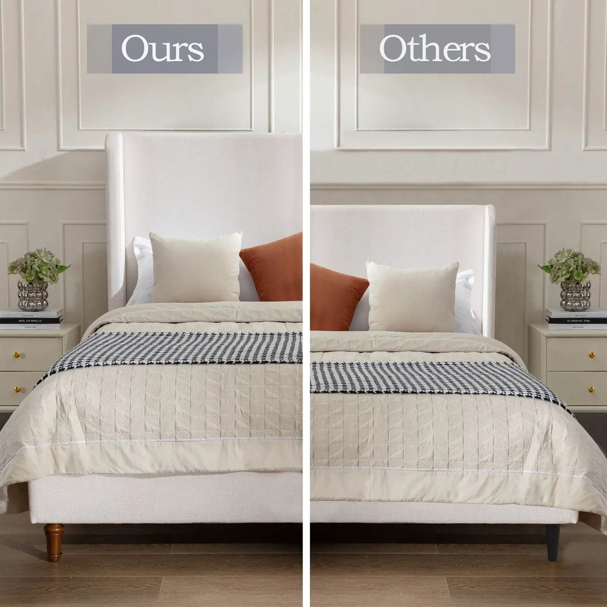 Harper Tall Headboard Upholstered Bed | Elegant Simplicity | No Box Spring Needed | 54 Inch Height