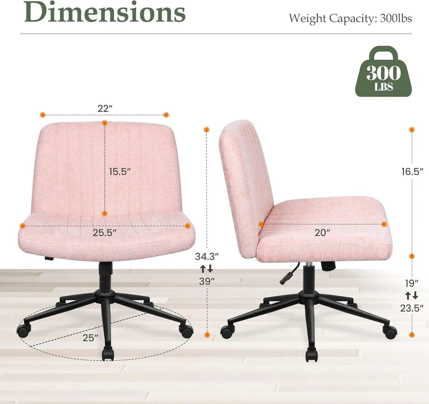 Pink Criss Cross Office Chair With Wheels Armless Swivel from PriceLows™