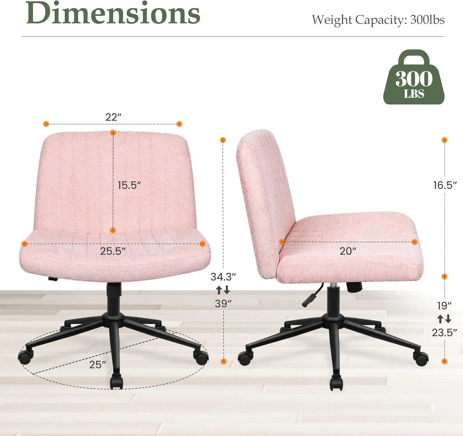 Pink Criss Cross Office Chair With Wheels Armless Swivel from PriceLows™