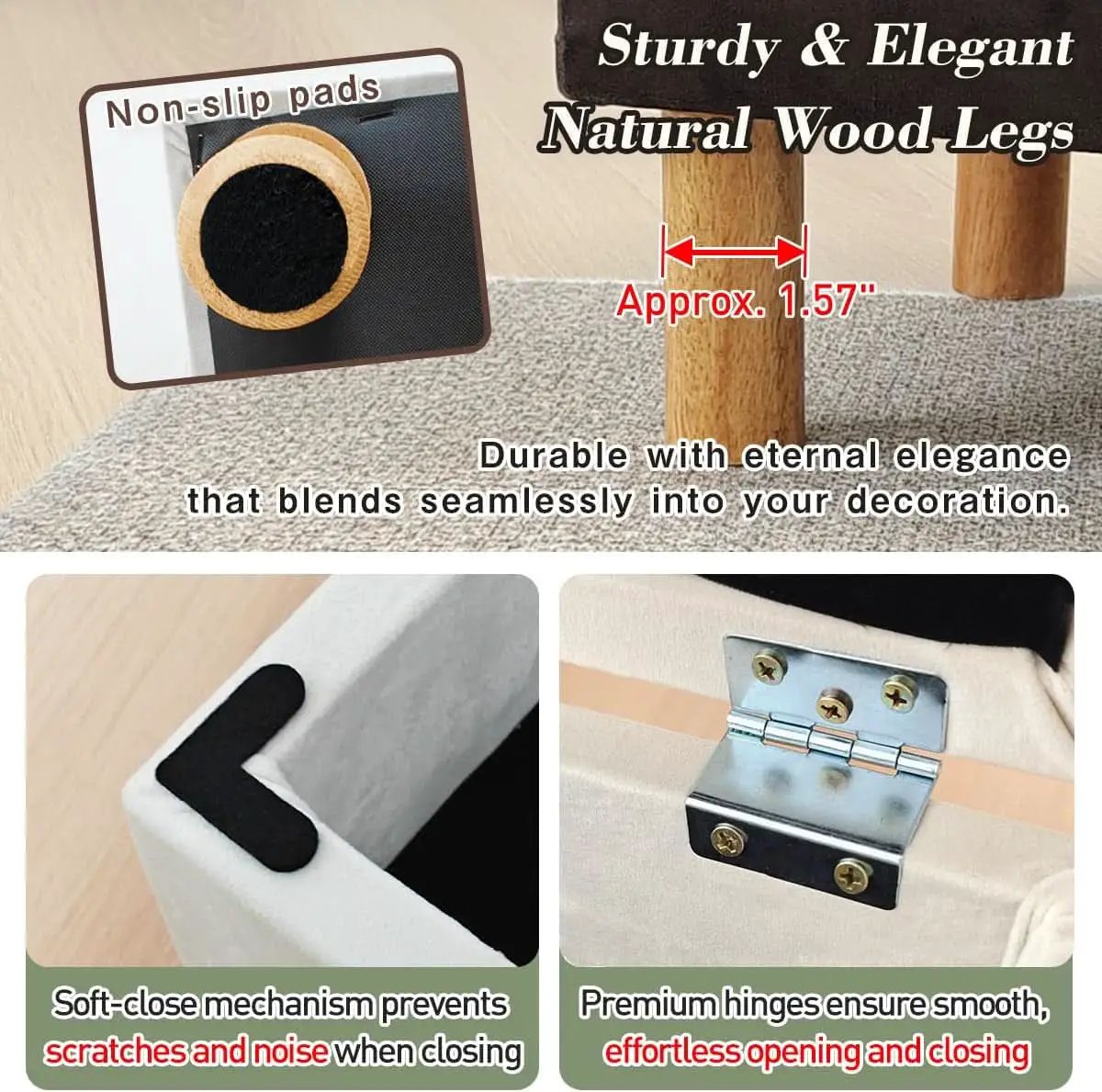 Multifunctional Storage Ottoman With Hidden Lid from PriceLows™