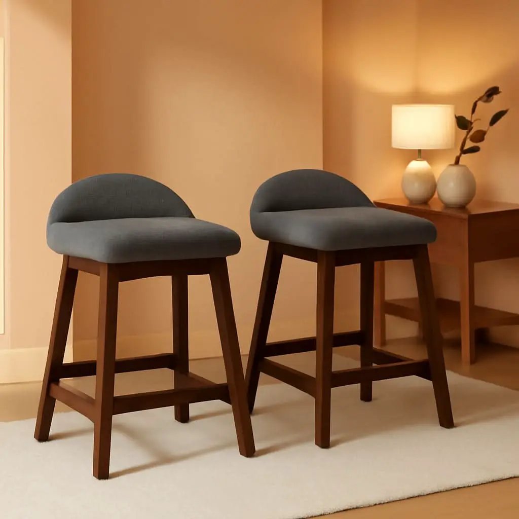 Counter Height Bar Stool Set Of 2 28.5 Inch Charcoal Brown from PriceLows™