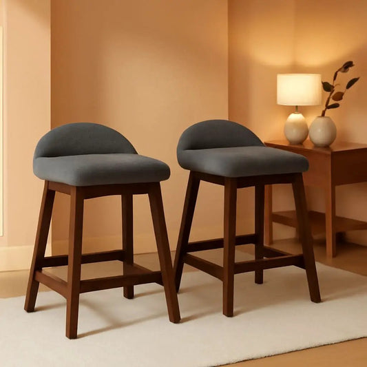 Counter Height Bar Stool Set Of 2 28.5 Inch Charcoal Brown from PriceLows™