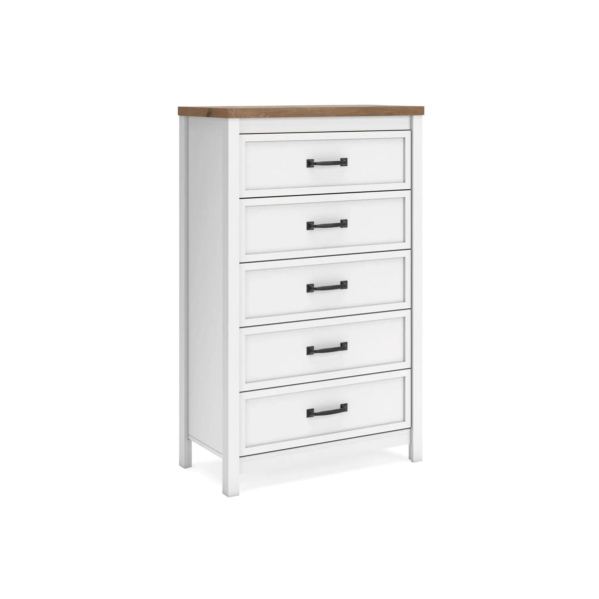 Kerisden Five Drawer Chest | 31.14 x 15.63 x 50.28 in | Engineered Wood & Mdf | White / Brown