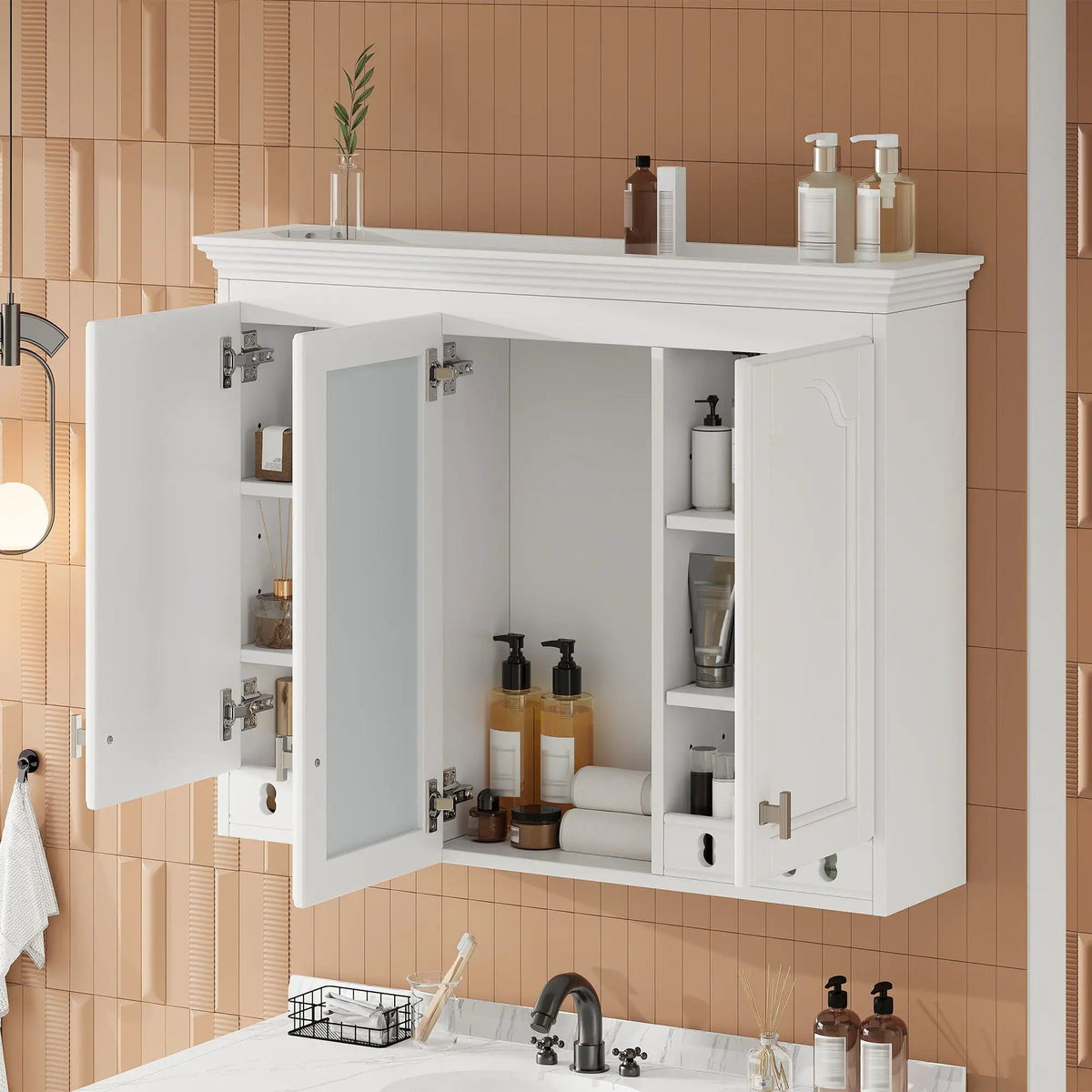 Wall Mount Mirror Cabinet | Adjustable Shelves | Soft Closing Hinges