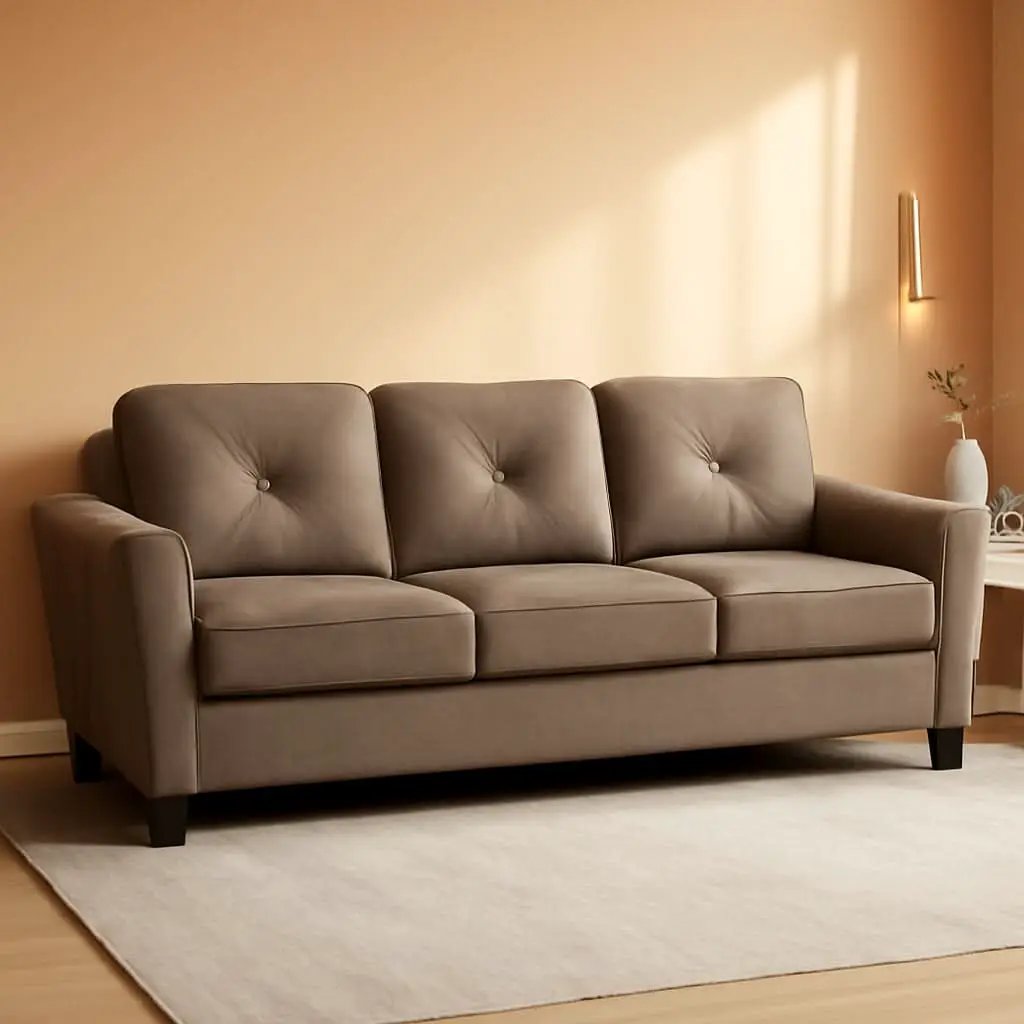 Harrington Microfiber Brown Three Seat Sofa Living Room from PriceLows™