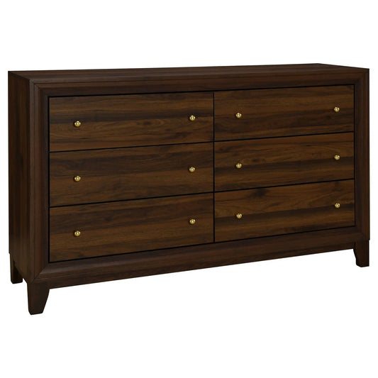 Welsley 6-drawer Dresser Cabinet | 58.5 x 17.25 x 36 in | Engineered Wood & Walnut | Walnut