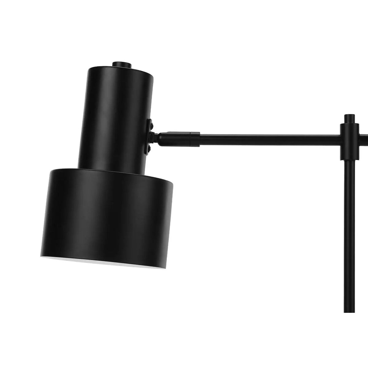 Black Table Lamp With USB Port | Black Metal Base | Fixed Arm | Adjustable Shade
