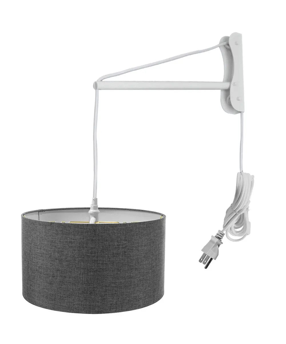 `Wall Mount Pendant Light | Plug In | Granite Gray Shade | 16 Inch Wide`