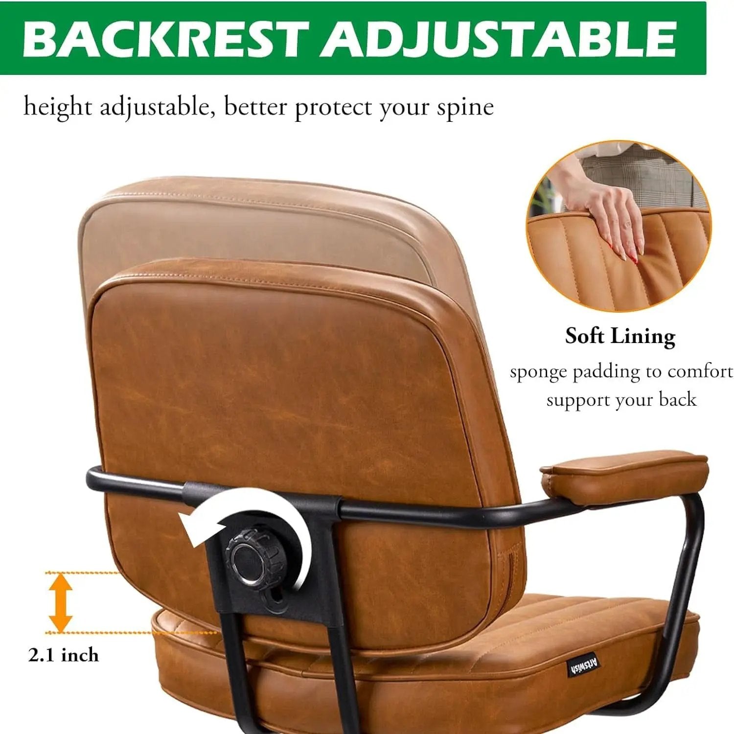 Brown Desk Chair With Wheels And Armrests Adjustable from PriceLows™