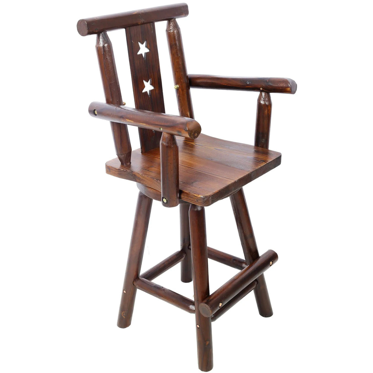 Bistro Chair | 360 Degree Swivel | Fir Wood Construction | Brown
