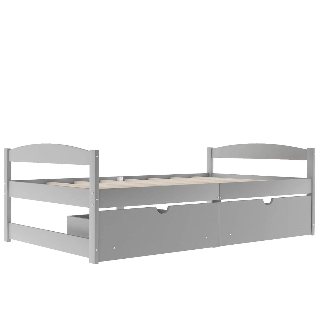 Platform Bed | Pine Wood Frame | Dual Rolling Drawers
