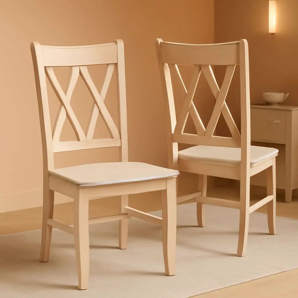 Two Unfinished Parawood Dining Chairs With X Back from PriceLows™