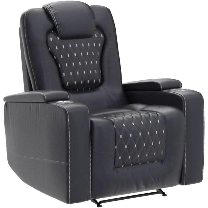 Black Power Recliner With USB Ports And Cup Holders from PriceLows™