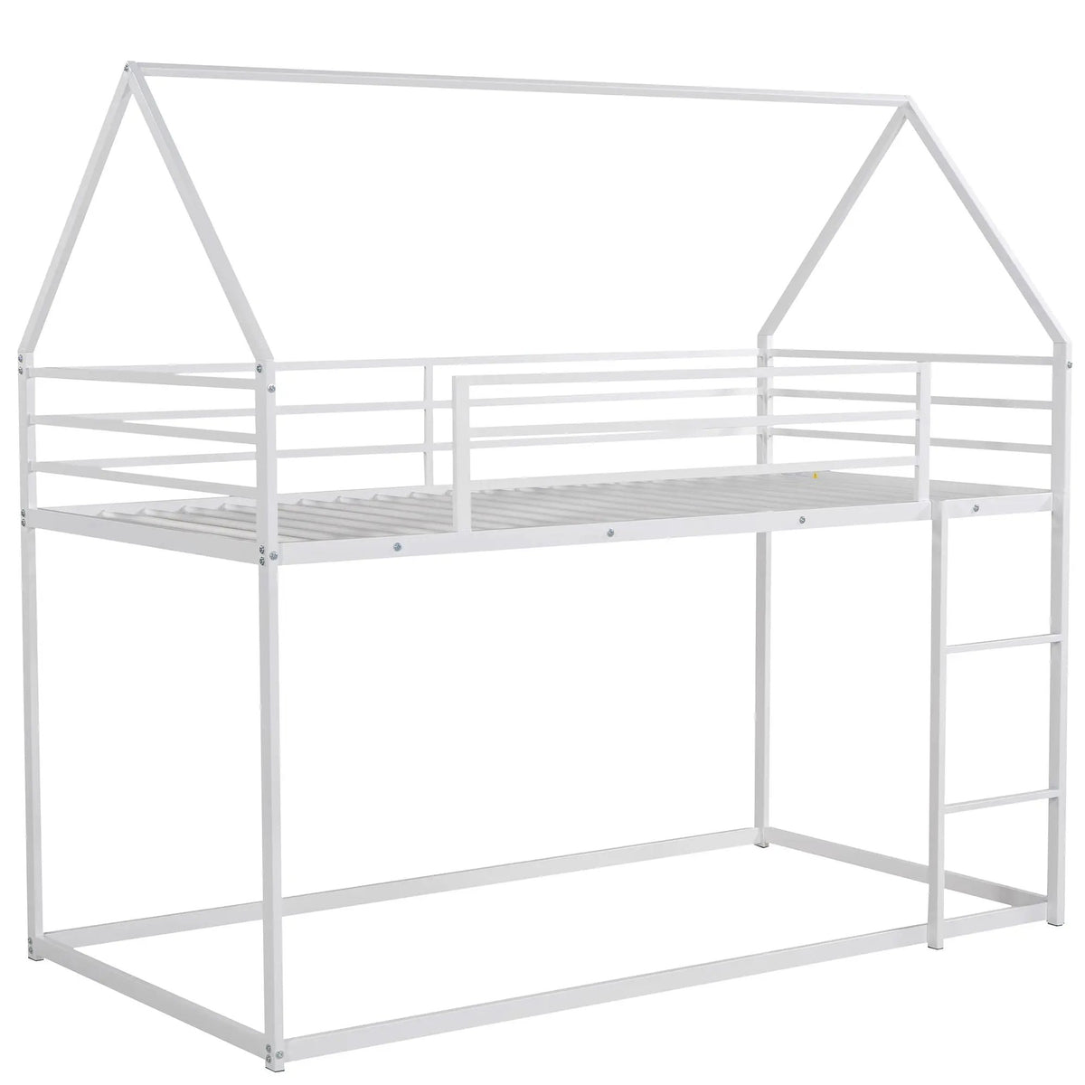 House Bunk Bed | With Built In Slide | Solid Metal Frame | Twin Over Twin