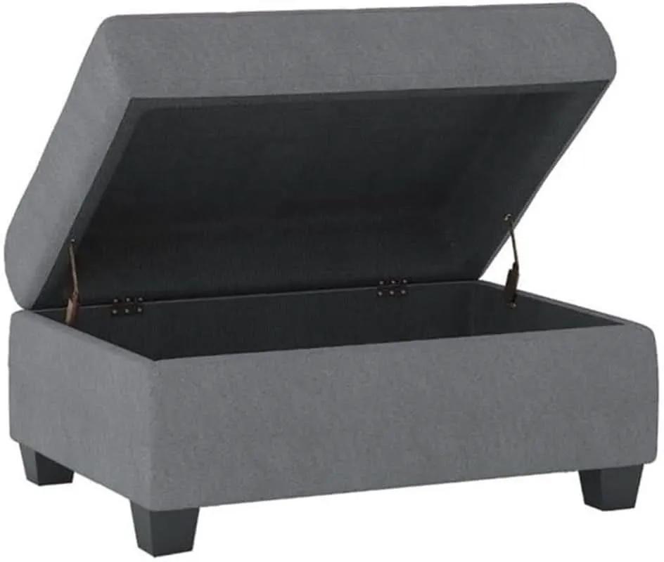 Dark Gray Upholstered Ottoman With Concealed Storage from PriceLows™