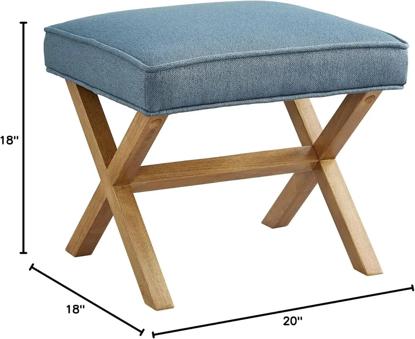 Indigo Blue Upholstered Ottoman Foot Stool 20Wx18Dx18H from PriceLows™